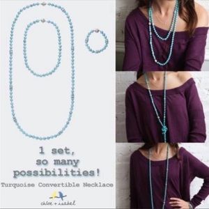 NEW Chloe & Isabel turquoise pearl convertible necklace & bracelet w/ crystals